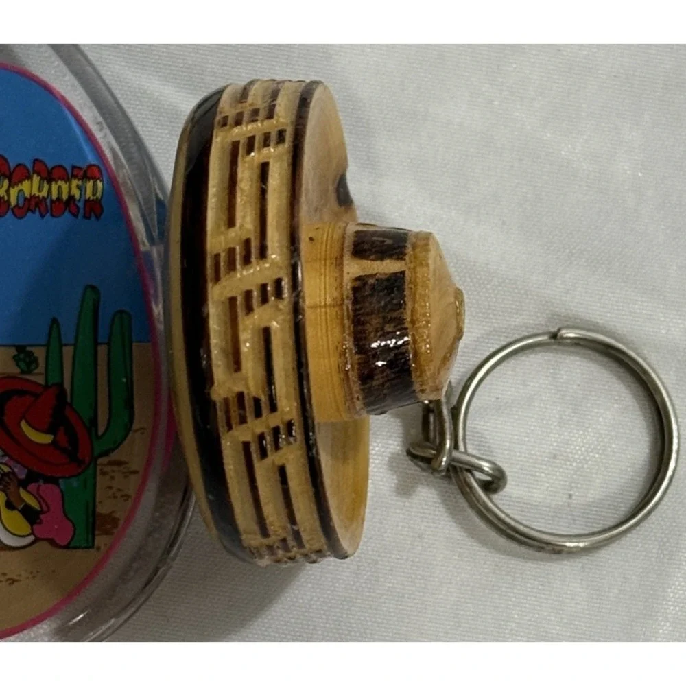 Lot of 3 Vintage Keychain South Of The‎ Border Sand Moves, Photo Holder, Hat